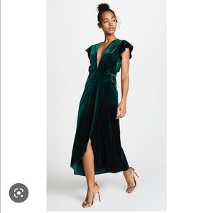 Misa green velvet wrap dress M